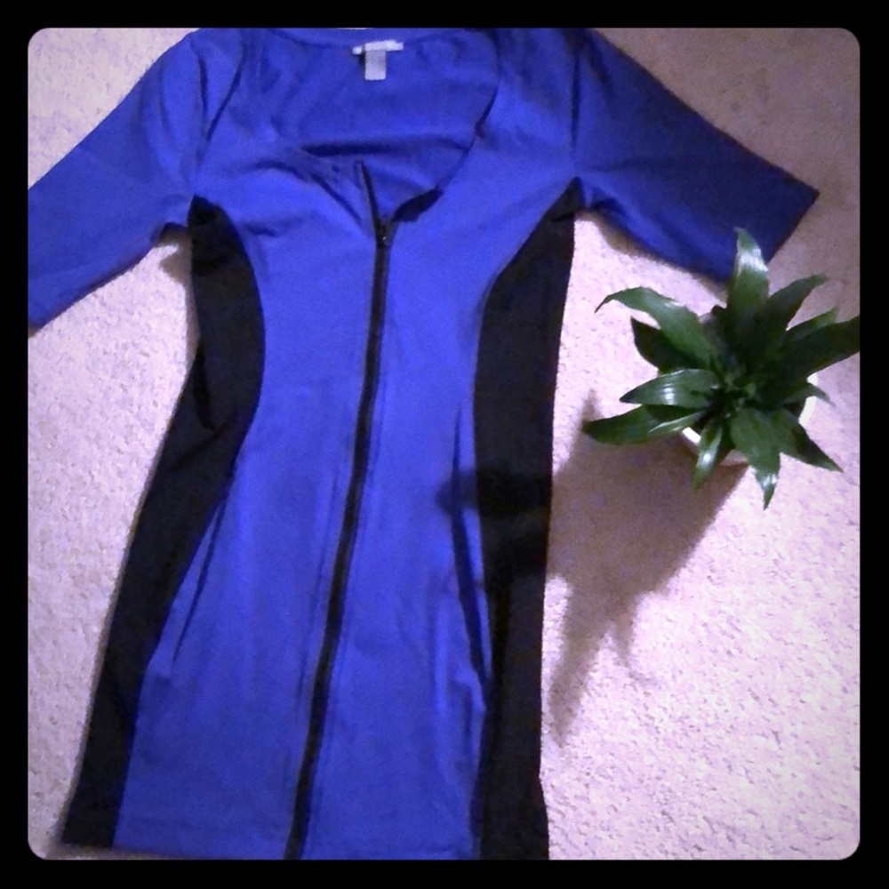Blue zip down dress